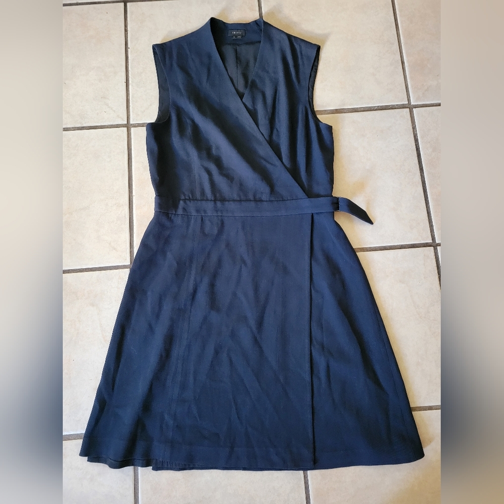 Theory Navy Sleeveless Wrap Dress